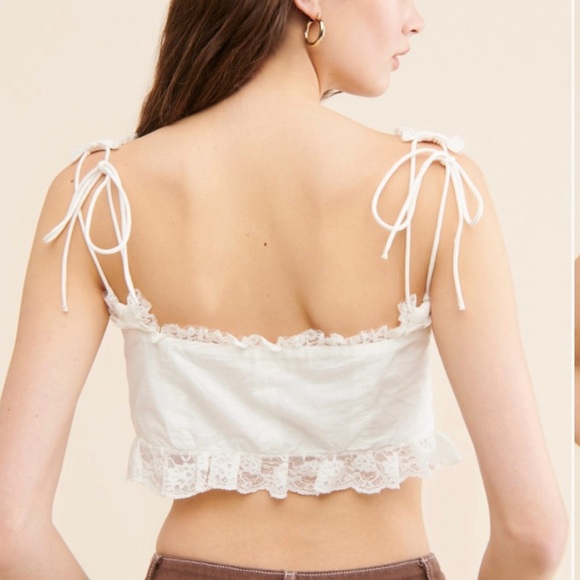 Lace detailed corset top w/ruffled hem, size L, cottage core,  romantic style - Picture 2 of 7